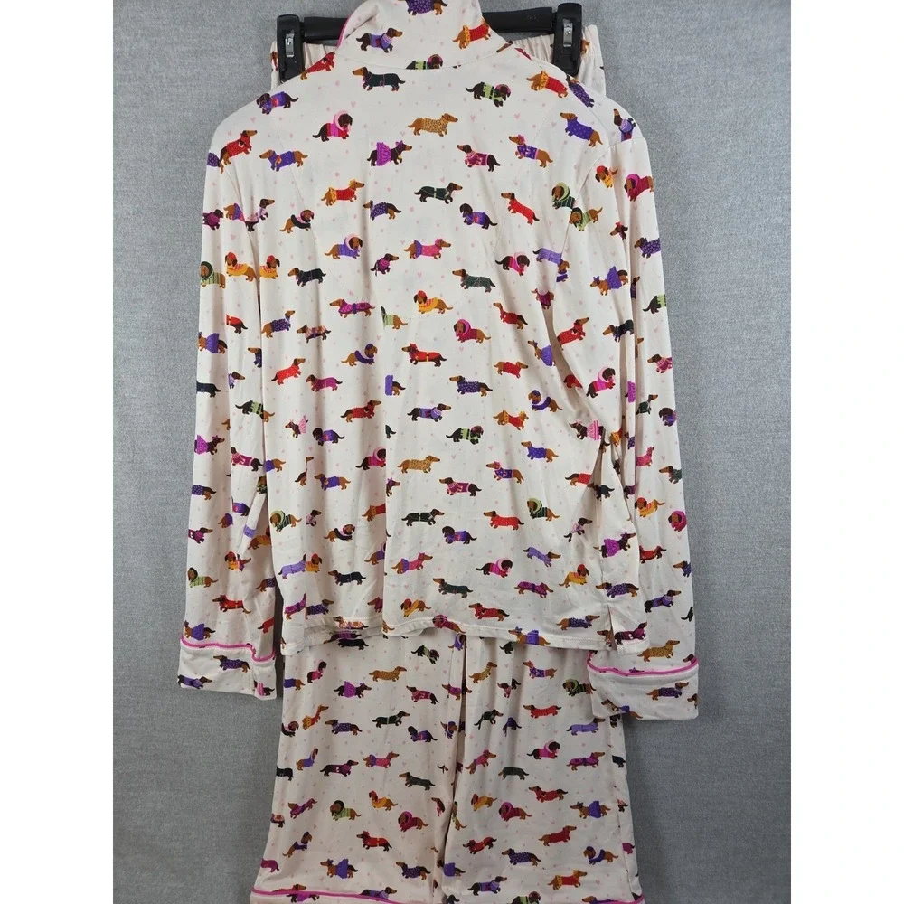 Beauty Sleep Social S Pajama Lounge Set Haute Dog Dachshunds in Sweaters Print
